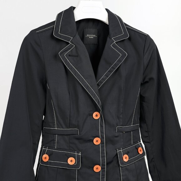 Weekend Max Mara Black Contrast-Stitching Nylon Blazer - Picture 3 of 11